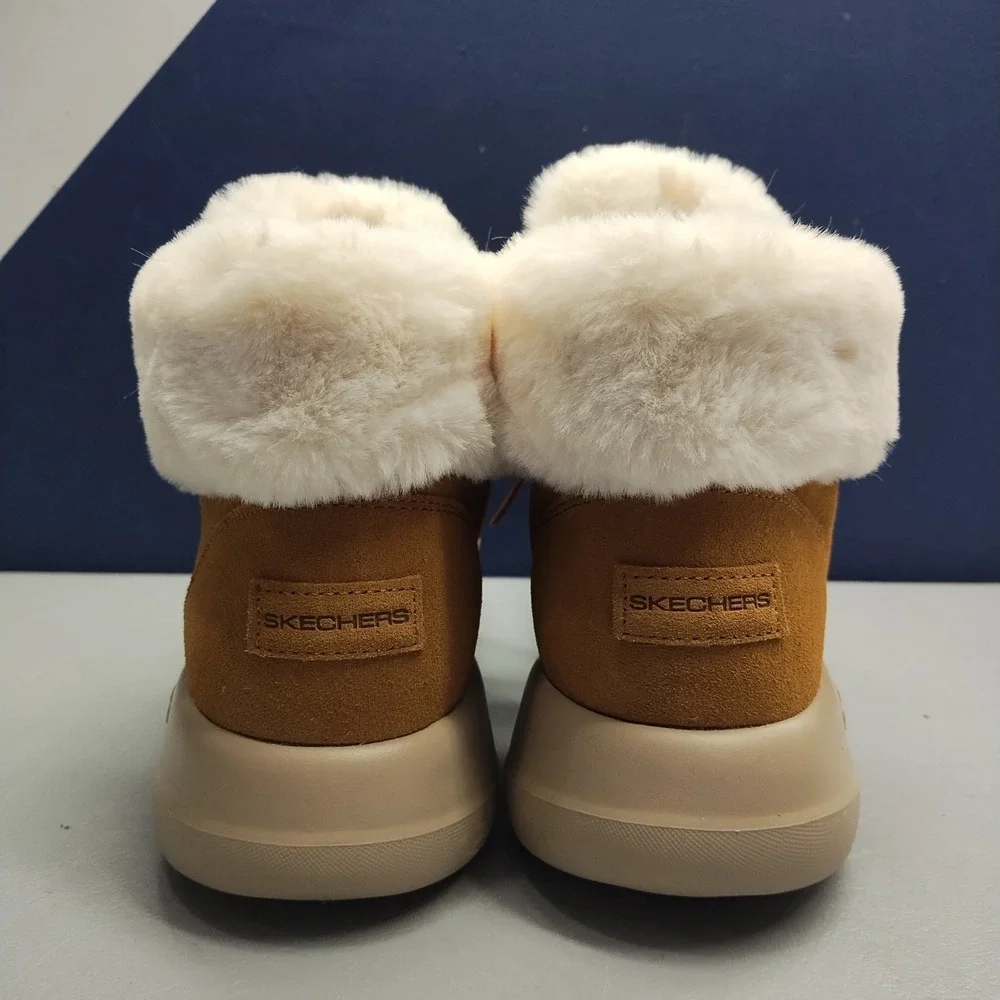 Skechers On The Go Joy Winter Boots Womens 11 Brown White Leather Air Cooled EUC